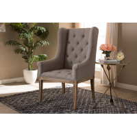 Baxton Studio TSF-7710-Beige Cedulie French Provincial Beige Fabric Upholstered Whitewashed Oak Lounge Chair